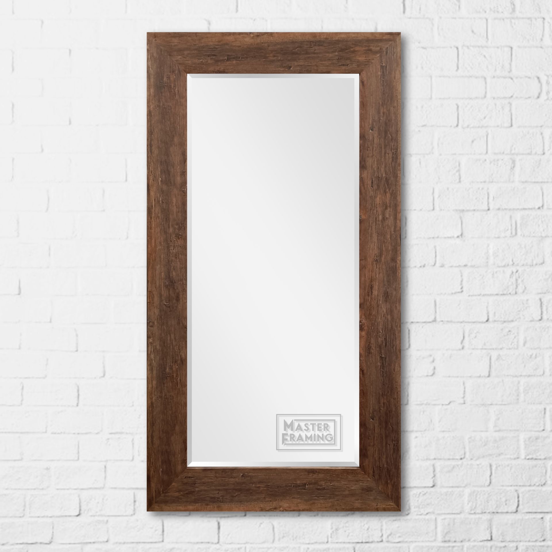 medium stained timber framed mirror - colonial